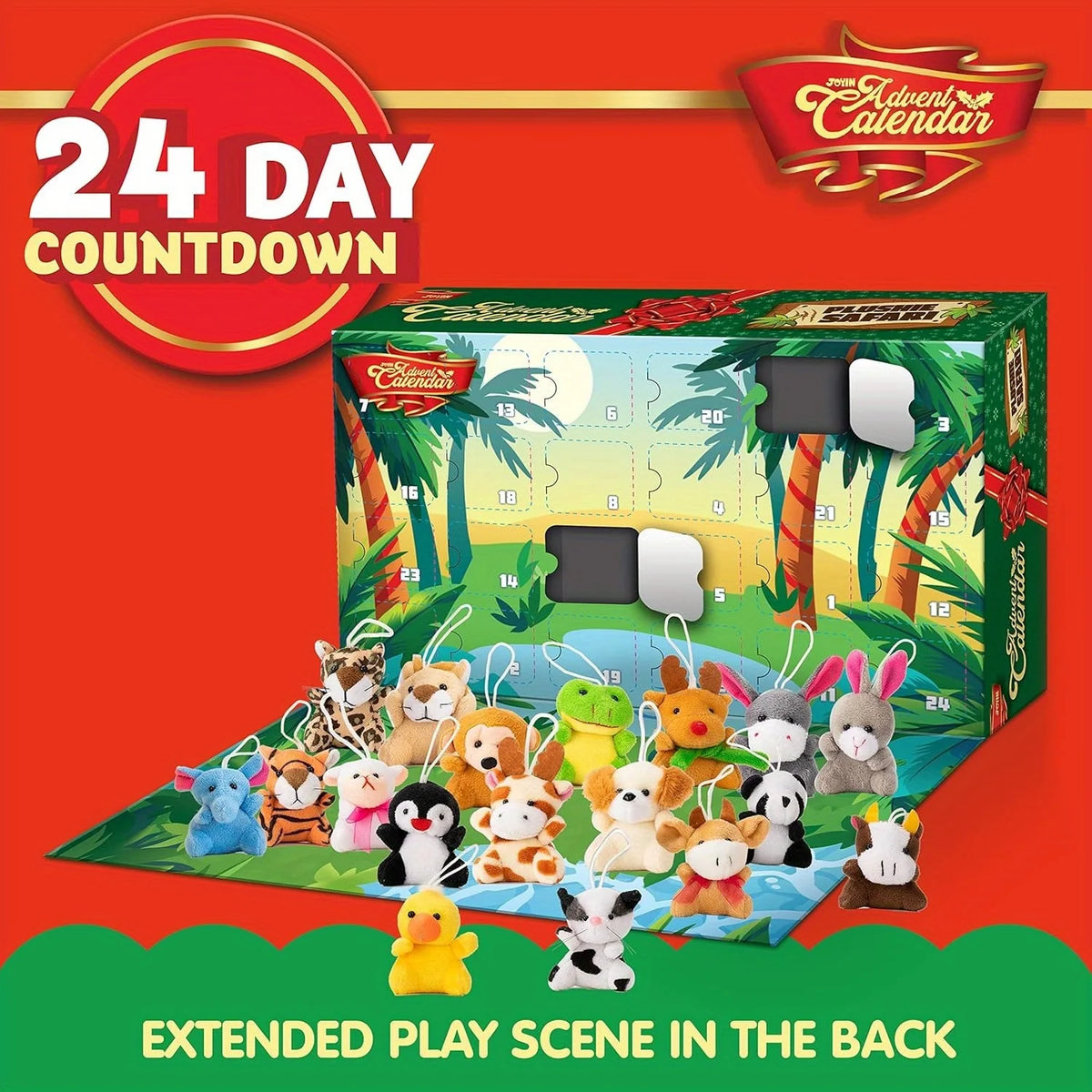 Adventskalender met 24 Mini Knuffels voor Kerst Aftellen Kinderspeelgoed Decoratie Kerstkalender Cadeau | Sulvida