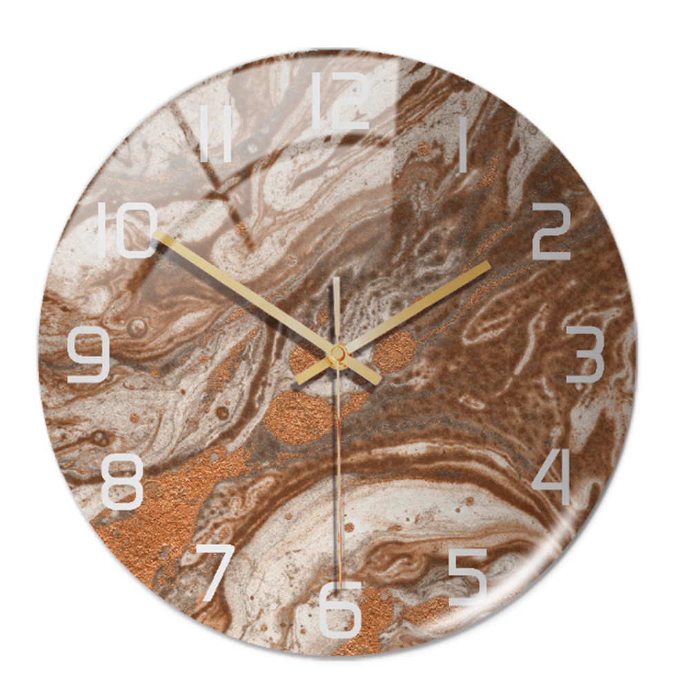 Ronde Wandklok Luxe Gouden Accent Moderne Tijdweergave Stille Uurwerk Klokken Wanddecoratie Interieur Kleur Grijs | Sulvida