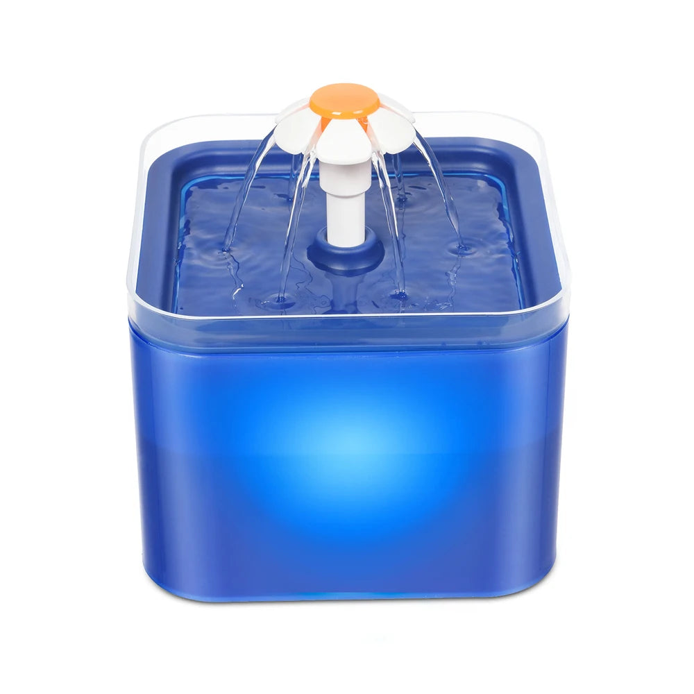 Huisdierwaterfontein 2L met LED-verlichting & 4-laags filtersysteem voor katten en honden stilte drinkbak | Sulvida