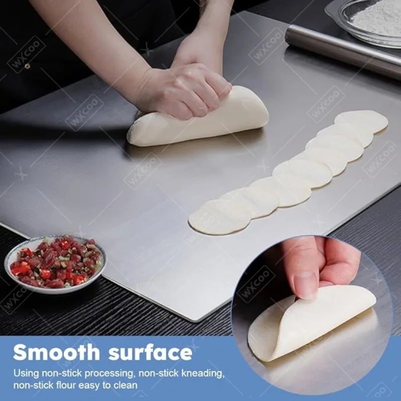 RVS Snijplank Set Voedselecht Keukenplank met Antislip Onderkant voor Vlees Groente Brood Fruit Hygiënisch | Sulvida
