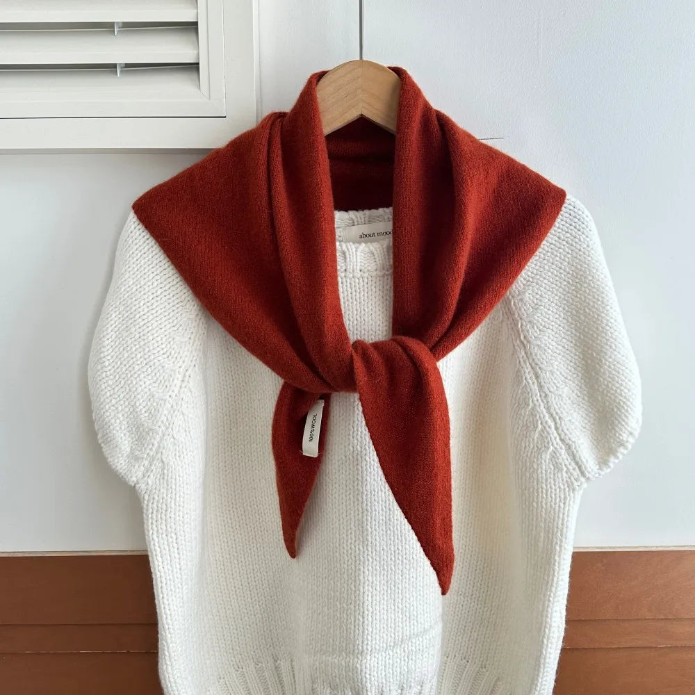 Driehoekige Wintersjaal van Wol voor Dames Gebreide Omslagdoek Effen Hoofddoek Warme Herfst Winter Accessoire | Sulvida
