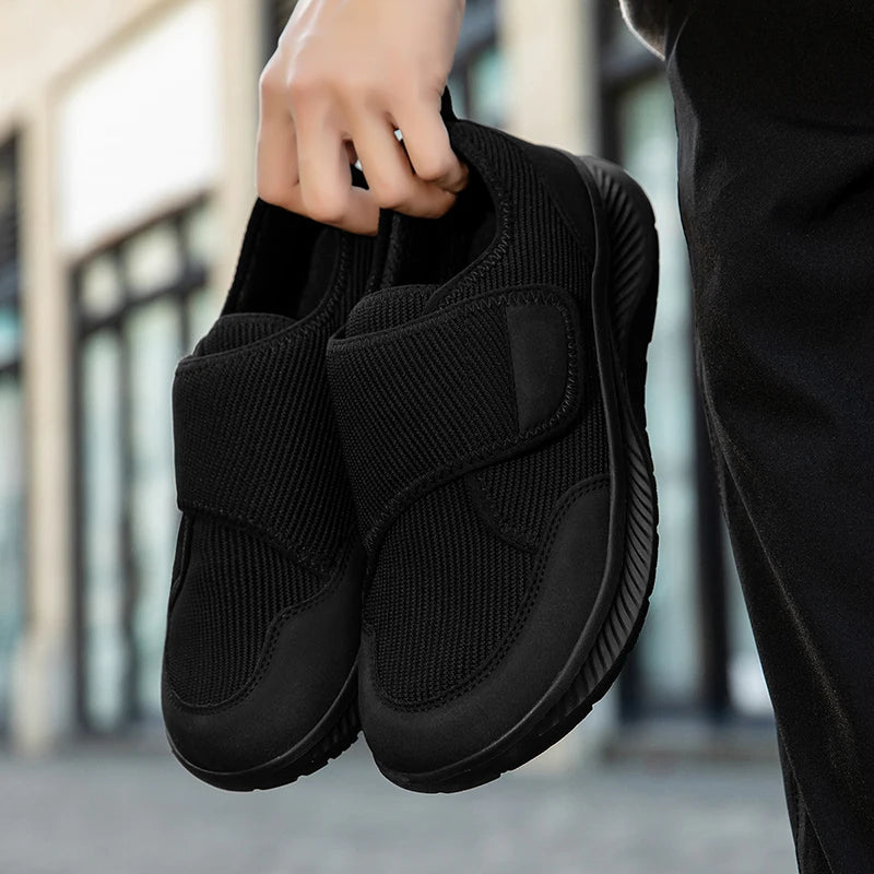 Orthopedische Herenschoenen Extra Breed met Klittenband Ademend Mesh Comfortabele Wandelschoenen voor Senioren | Sulvida