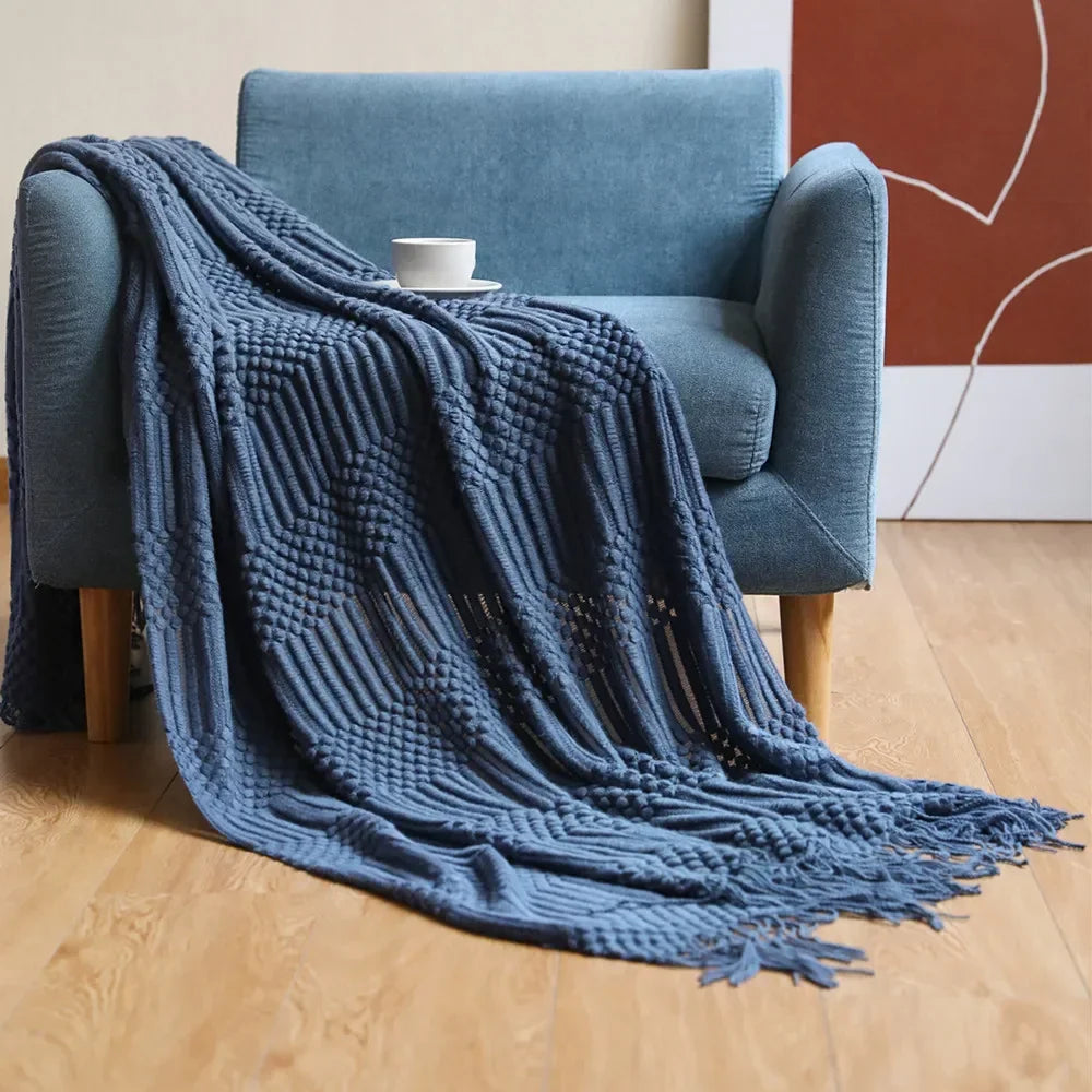 Gebreide Plaid Scandinavisch Design 150x240 cm Acryl Woonplaid Warmte Comfort Decoratief Interieur Woonkamer | Sulvida