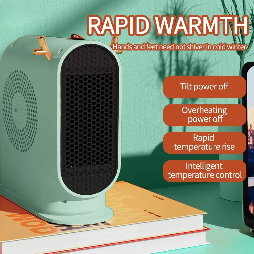 Petit radiateur électrique compact 500W avec thermostat intelligent, chauffage d’appoint de bureau | Sulvida