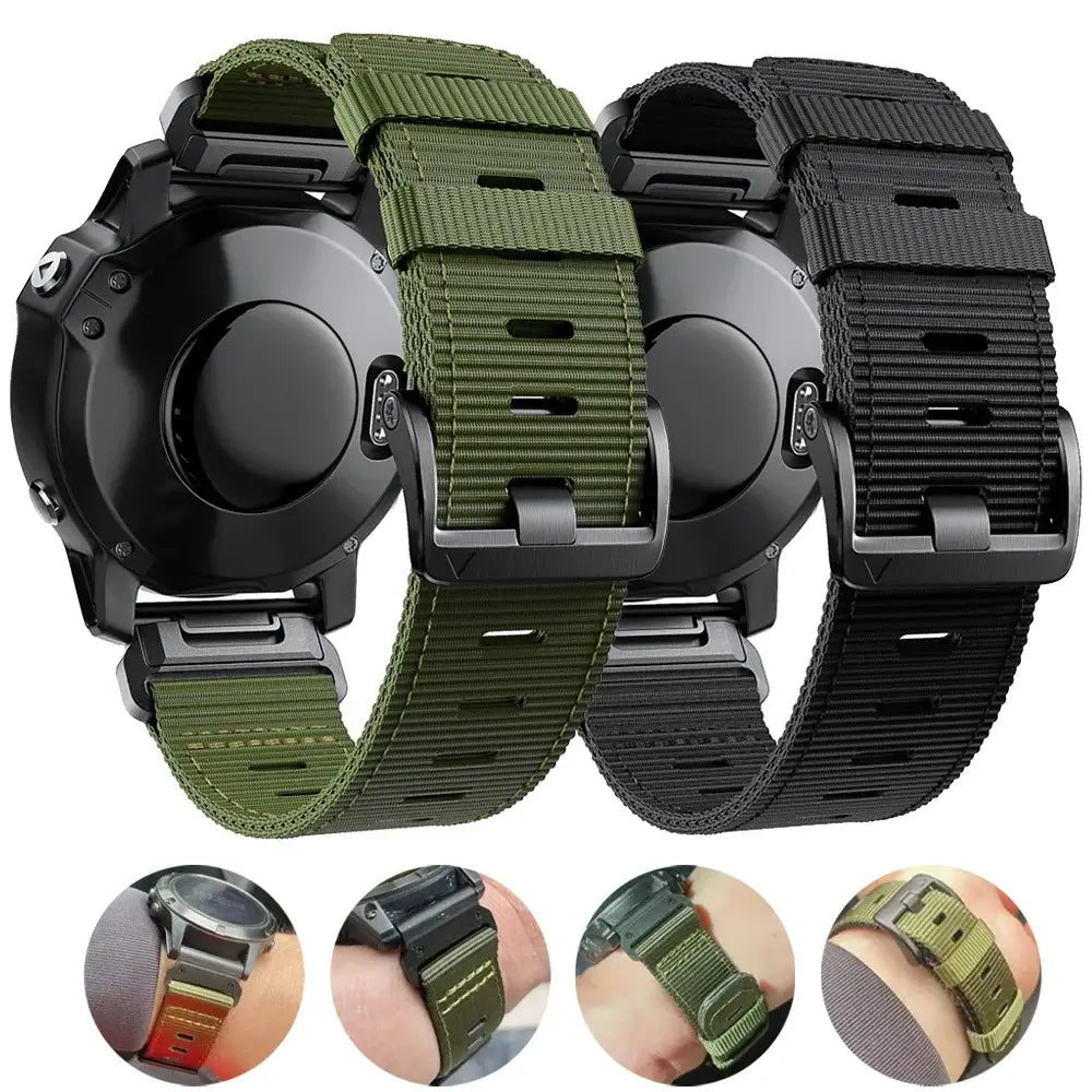 Bracelet de montre tactique en nylon - bracelet de remplacement durable QuickFit noir gris bleu kaki camouflage pour smartwatch | Sulvida