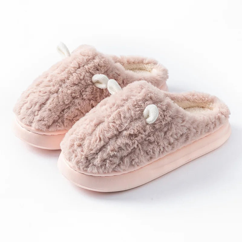 Dames winterpantoffels fleece hoge zool warm gevoerd indoor outdoor antislip huisschoenen comfortabel | Sulvida