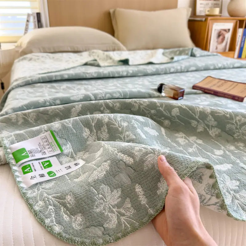 Drielaags Muslin Plaid Katoen Gestreept Lichtgewicht Ademend Zacht Deken Woonkamer Slaapkamer Bed Bank | Sulvida