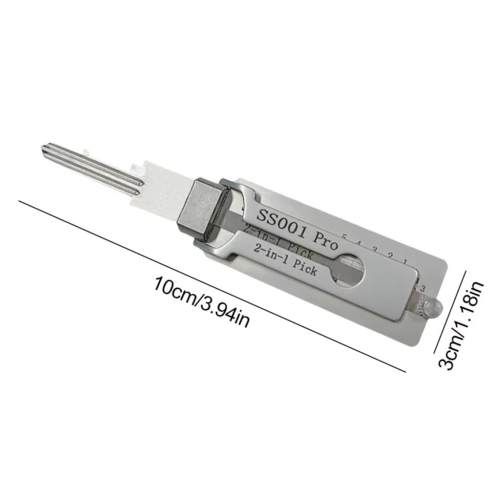 Professionele 2-in-1 Sleuteldecodeergereedschap uit Roestvrij Staal voor Slotenmakers – Precisietool voor Lock Picking en Decoderen | Sulvida