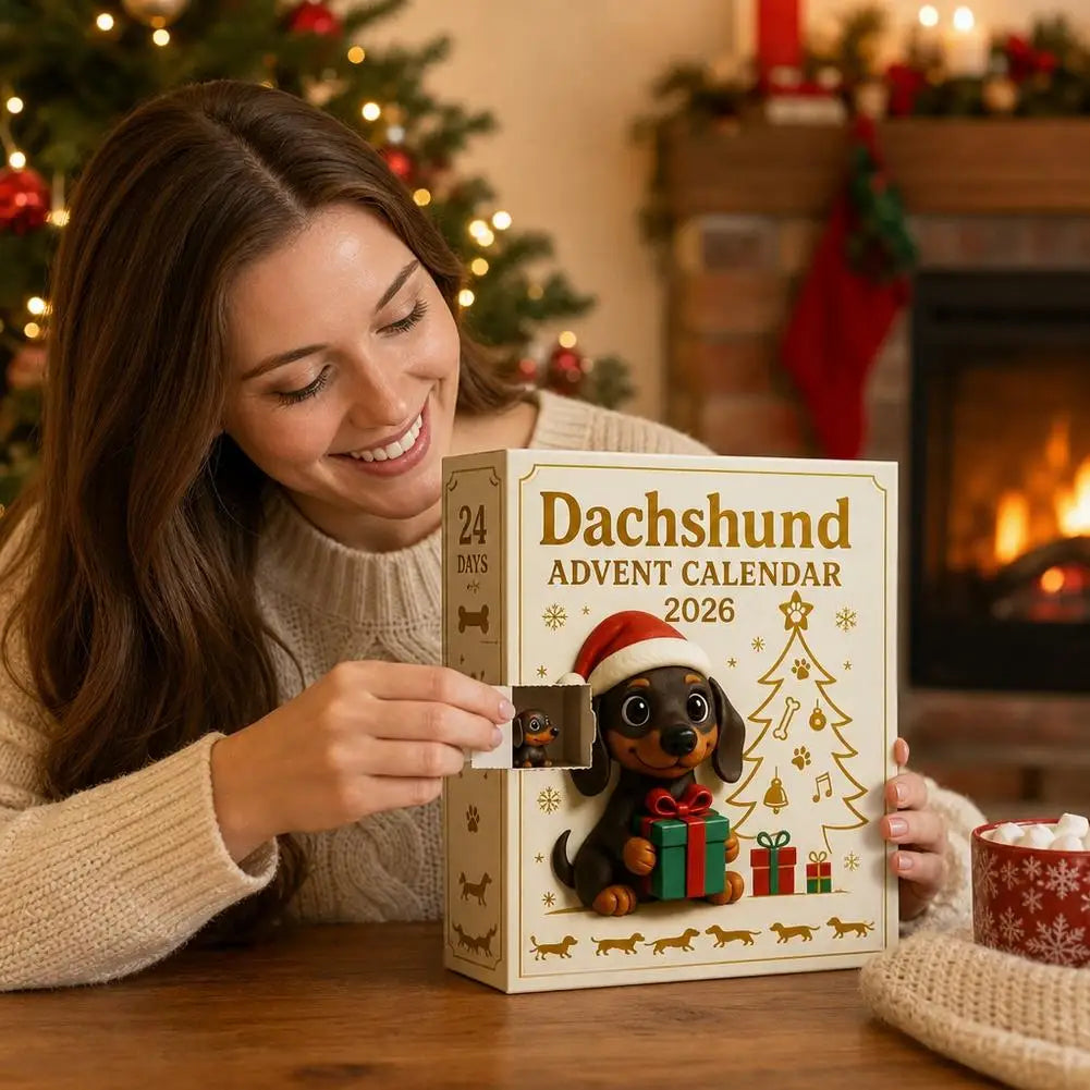 Teckel Adventskalender met 24 Hondenfiguren PVC Kerstdecoratie Countdown Dieren Huisdieren Kerst Decoratie | Sulvida
