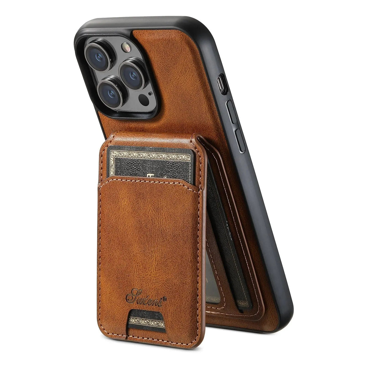 Étui de luxe avec portefeuille pour iPhone 15 en similicuir, marron noir bleu rouge kaki, Pro Max Plus | Sulvida