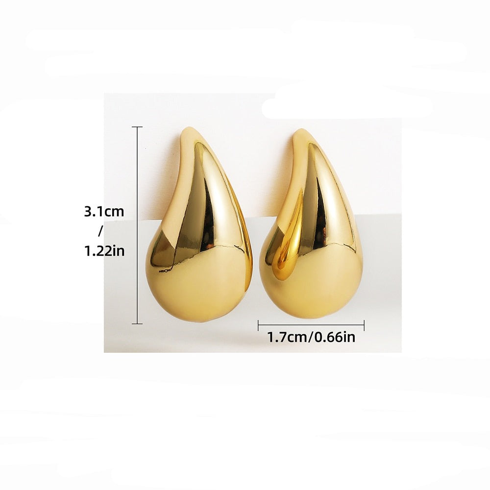 Druppelvormige Dames Oorbellen Roestvrij Staal Goud Zilver Statement Creolen Modern Design Hangers Sieraden | Sulvida