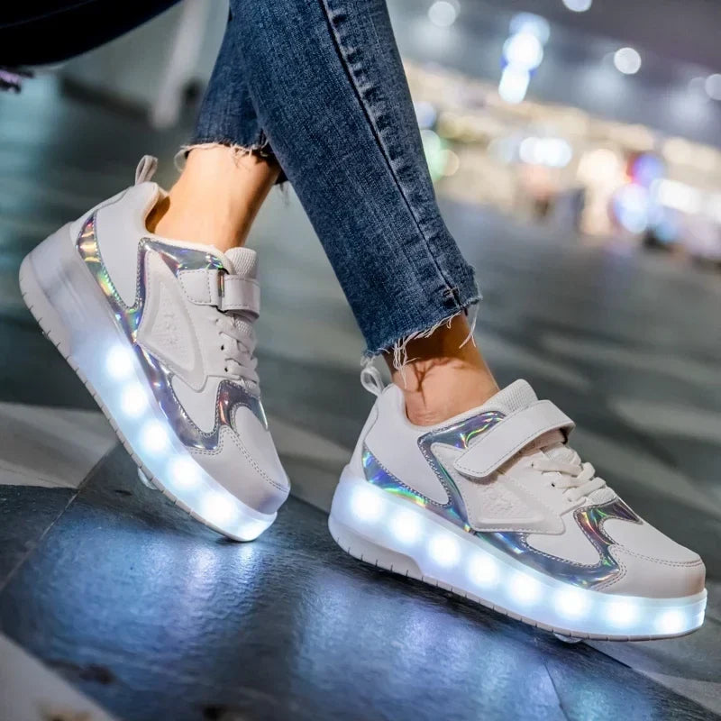 LED Wieltjesschoenen voor Kinderen met Verlichte Wieltjes en Klittenband | Sulvida