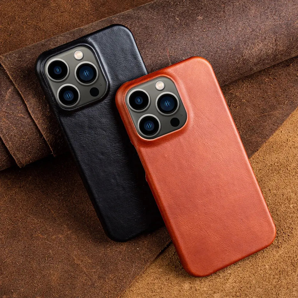 Étui pour iPhone en cuir de vache véritable, professionnel, haut de gamme, fait main, fermeture magnétique, porte-cartes, protection | Sulvida
