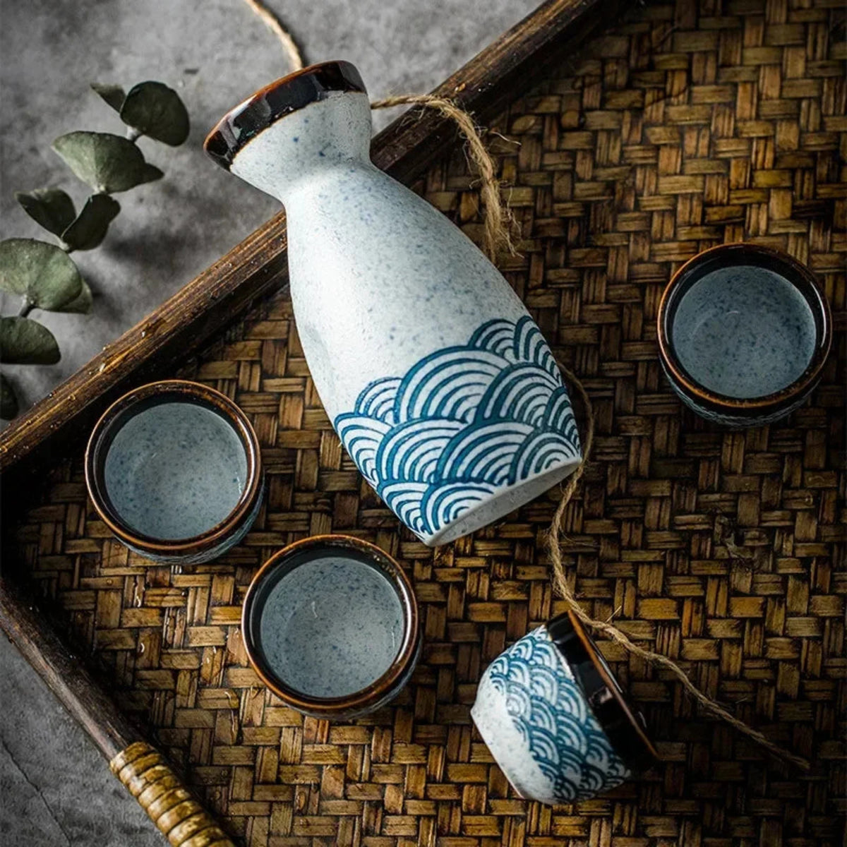 Sake Set Keramiek Handgemaakt Serviesset – Traditioneel Japans Design met Karaf en Bekertjes voor Thuis | Sulvida