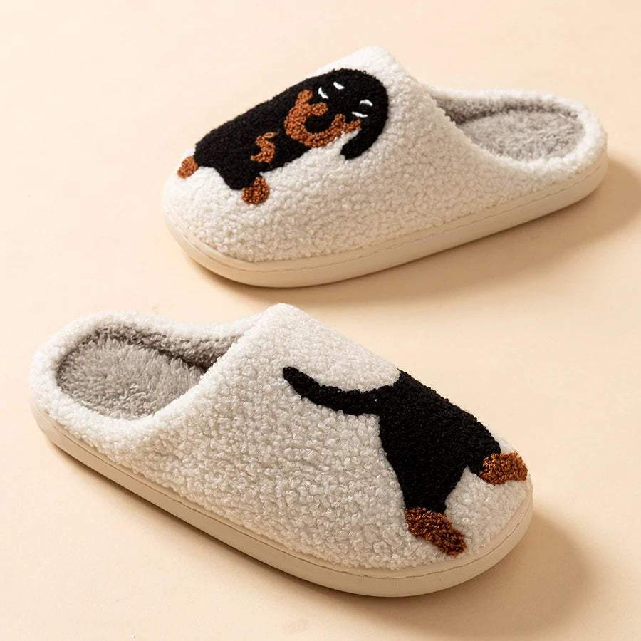 Zachte Teckel Pantoffels Dames Pluche Huisslippers Winter Warm Katoen Instappers Indoor Comfort Antislip | Sulvida