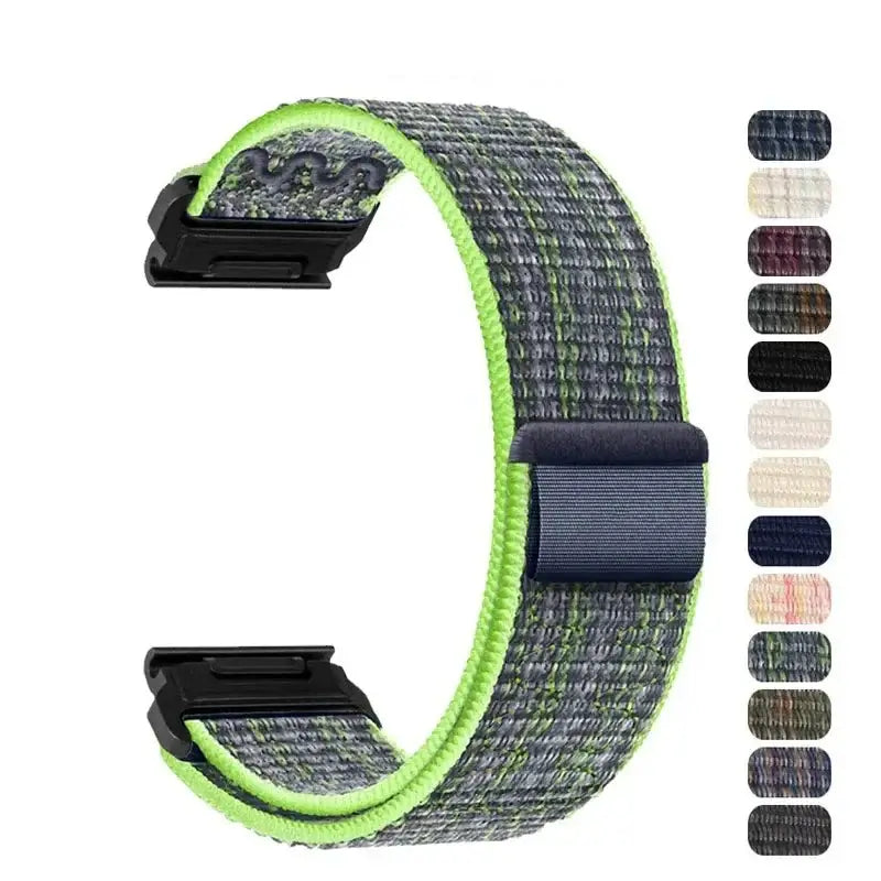 Bracelet universel en nylon pour smartwatch, fermeture autoagrippante respirante et réglable, 20mm 22mm 26mm, Apple Watch Samsung Galaxy | Sulvida