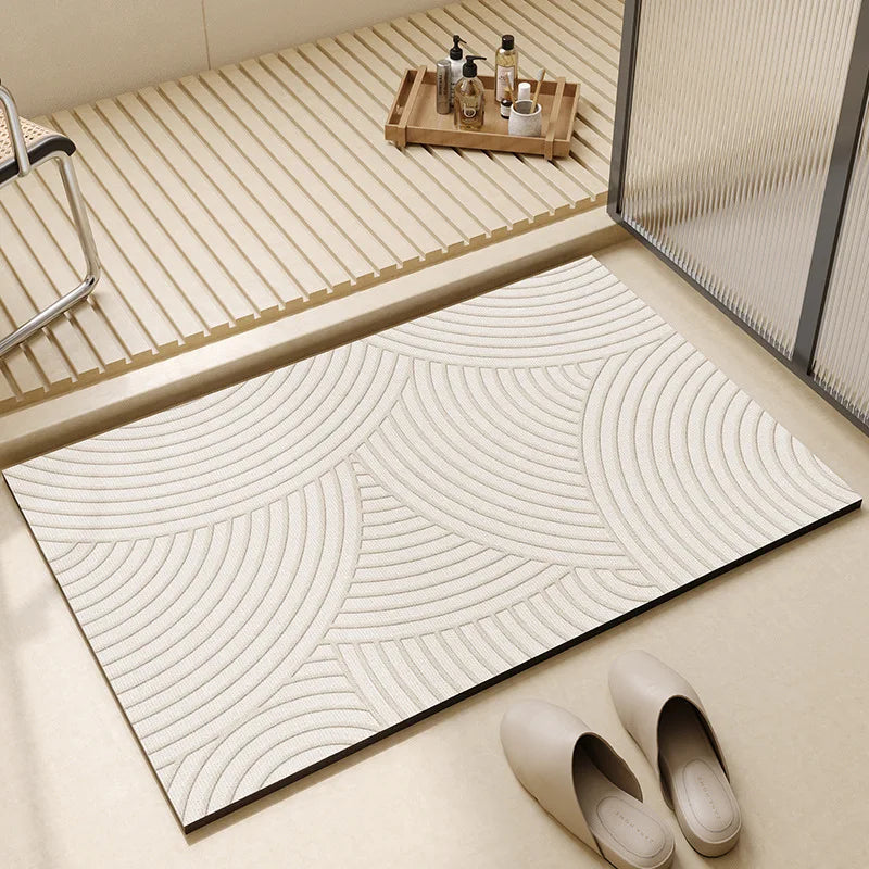 Sneldrogende Badmat Antislip PVC met Zachte Fleece Toplaag 40×60 50×80 60×90 cm Beige Grijs Douche Bad Vloer | Sulvida