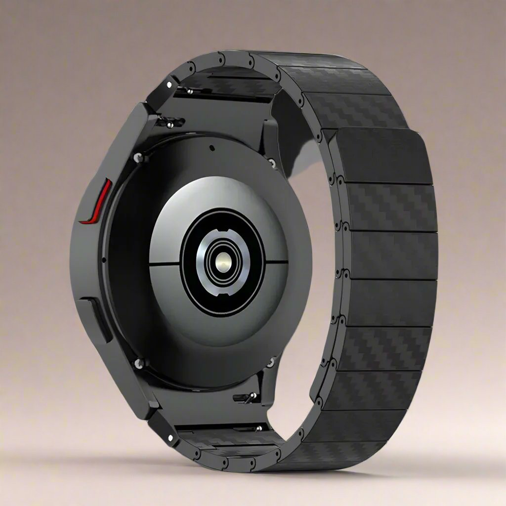 Bracelet de montre en carbone pour Galaxy Watch 4 5 6, noir, argenté, doré – réglable, magnétique, avec fermoir luxueux | Sulvida