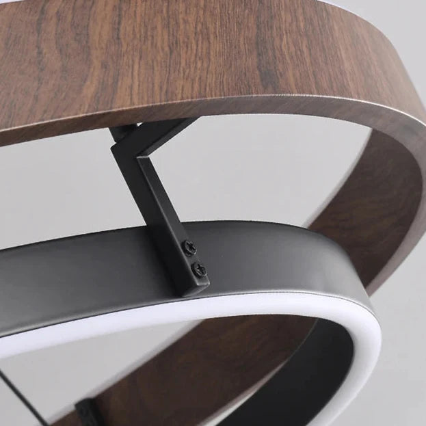 Ronde Metalen Hanglamp met Houtstructuur 60-80cm Dimbaar Scandinavisch Design voor Woonkamer en Eetkamer | Sulvida