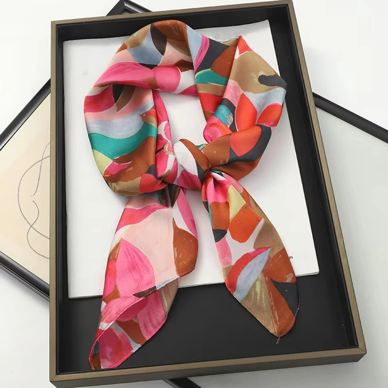 Vierkante Zijden Sjaal Dames Halsdoek Haarband Satijn Hoofdband Multifunctioneel Accessoire 70x70cm Elegante Sjaal | Sulvida