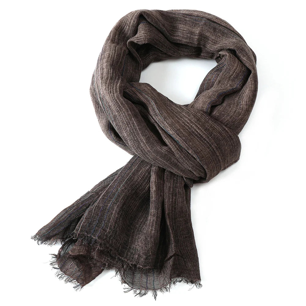 Gestreepte Heren Sjaal Katoen Linnen Halsdoek met Kwastjes Warm Wintersjaal Stijlvol Modeaccessoire Heren | Sulvida