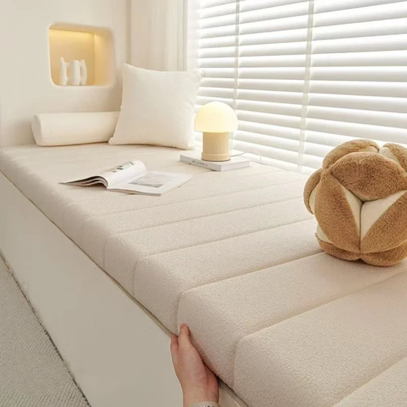 Coussin de banc rectangulaire en velours teddy antidérapant, 80-150 cm, pour banquette, banc de jardin, rebord de fenêtre et banc lounge | Sulvida
