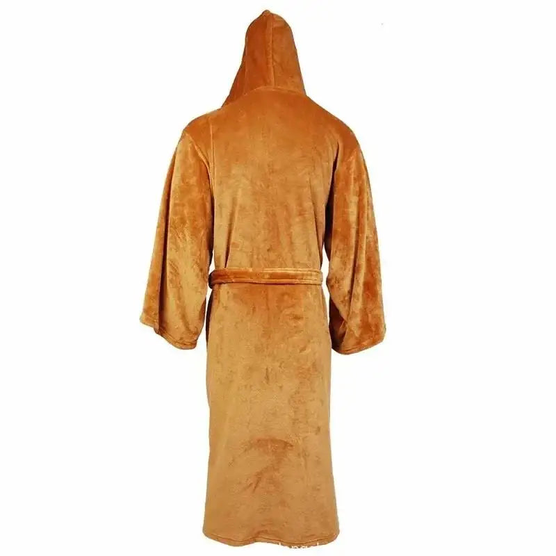 Flanellen Badjas Heren met Capuchon Dik Fleece Ochtendjas Lang Huisjas Winter Loungewear Zachte Badstof Mannen | Sulvida