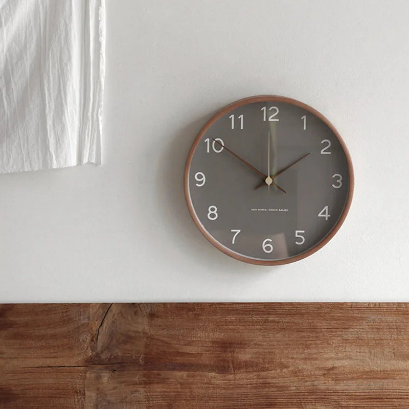 Houten Wandklok met Glazen Wijzerplaat Minimalistisch Design voor Woonkamer Slaapkamer Kantoor en Hal | Sulvida