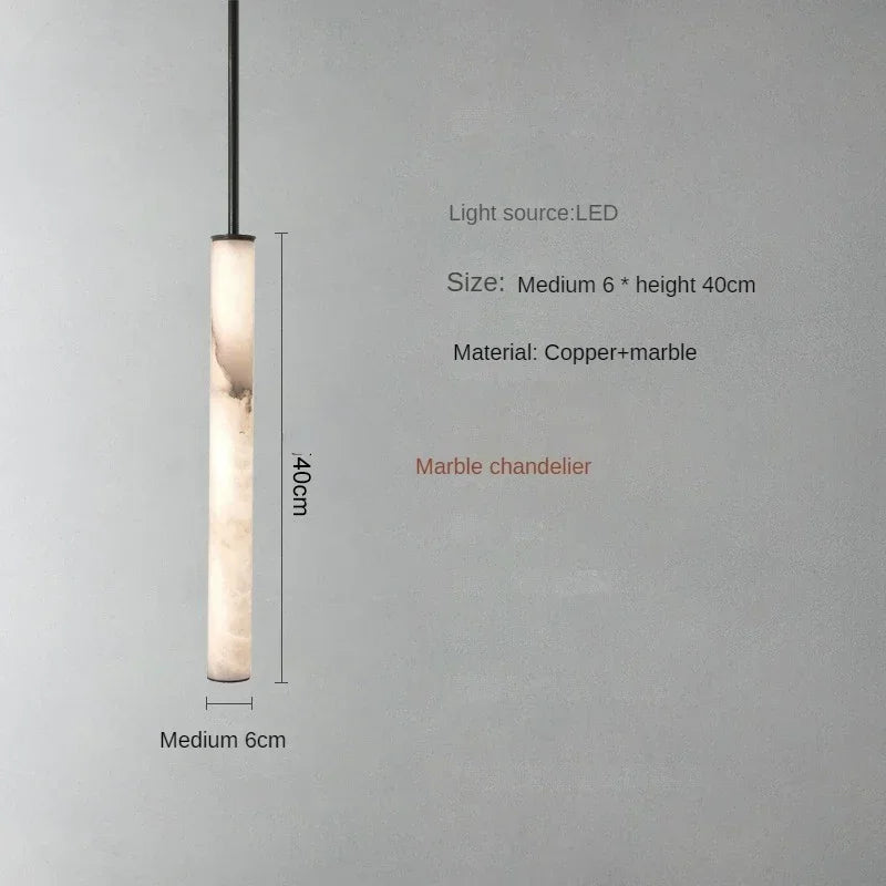 Suspension moderne en marbre et pierre naturelle avec accents cuivrés, éclairage de table à manger, lustre LED minimaliste | Sulvida
