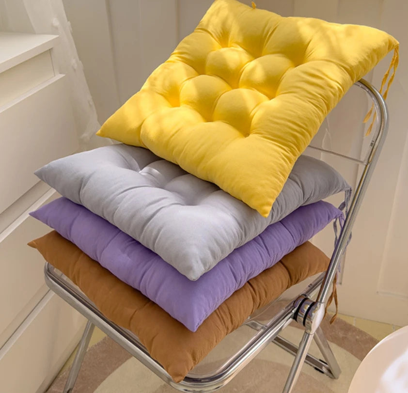 Coussin de chaise carré marron 40x40 cm en coton et lin, doux et confortable pour le bureau, la maison ou la salle à manger | Sulvida