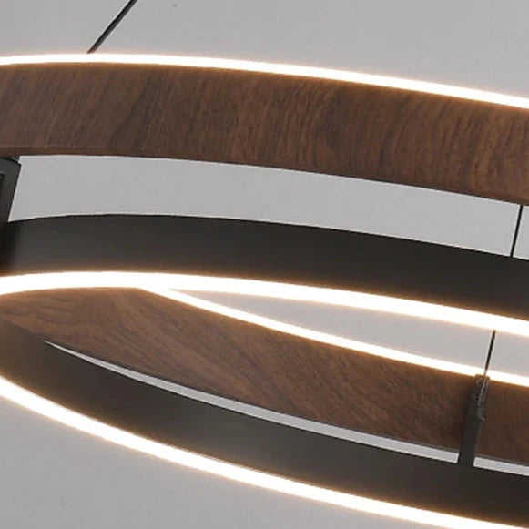 Ronde Metalen Hanglamp met Houtstructuur 60-80cm Dimbaar Scandinavisch Design voor Woonkamer en Eetkamer | Sulvida
