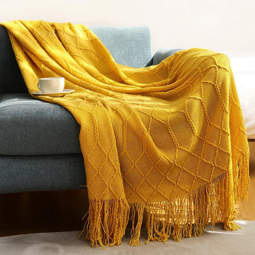 Gebreide Plaid Scandinavisch Design 150x240 cm Acryl Woonplaid Warmte Comfort Decoratief Interieur Woonkamer | Sulvida