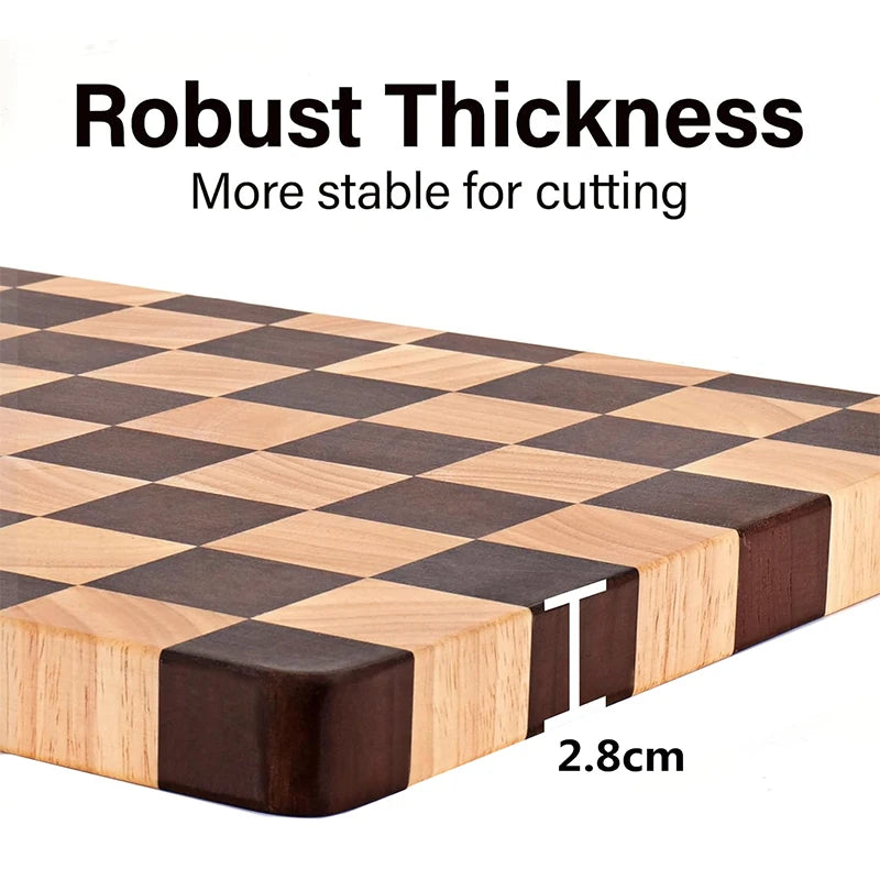 Snijplank Rubberhout End Grain Omkeerbaar Serveerplank Vlees Groente Brood Keukenplank Zwaar Duurzaam | Sulvida