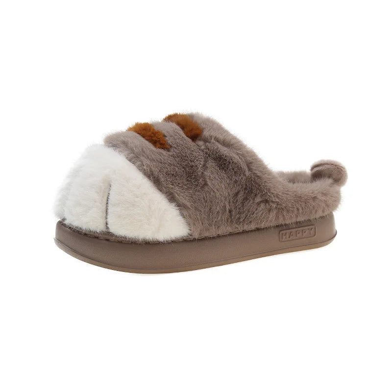 Pluche pantoffels met kattenpootjes voor dames binnen buiten warme antislip slippers huisschoenen comfortabel | Sulvida
