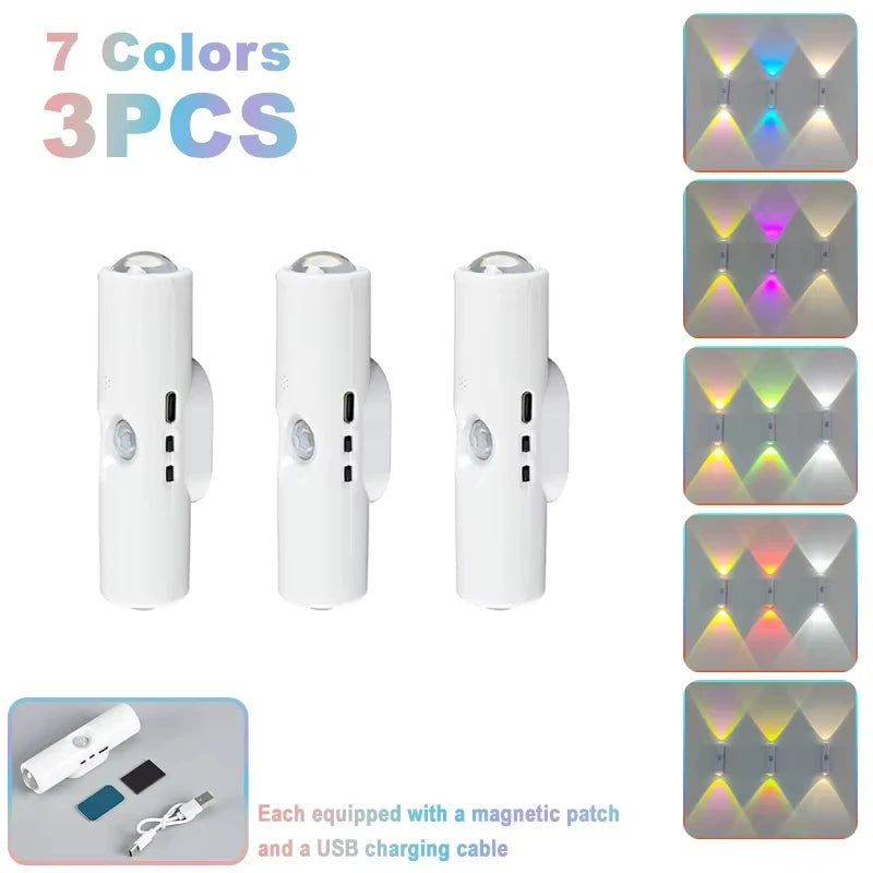 Oplaadbare RGB Wandspot met Bewegingssensor Magnetisch Nachtlampje Sfeerverlichting Slaapkamer Hal Trap | Sulvida