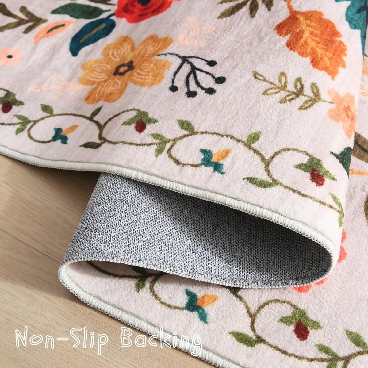 Looploper met Bloemenpatroon Antislip Polyester 40-180 cm Machinewasbaar Gangtapijt Keukenloper Halmat | Sulvida