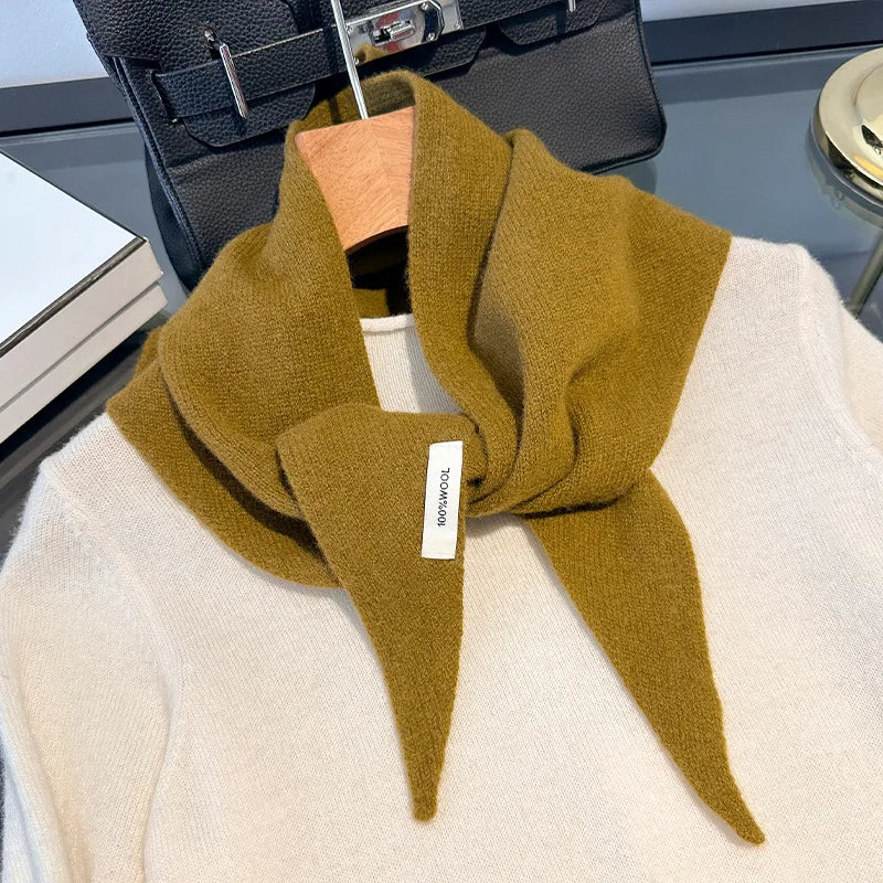 Driehoekige Wollen Sjaal Dames Gebreid Winteraccessoire Effen Design Zachte Omslagdoek Halsdoek Winter | Sulvida