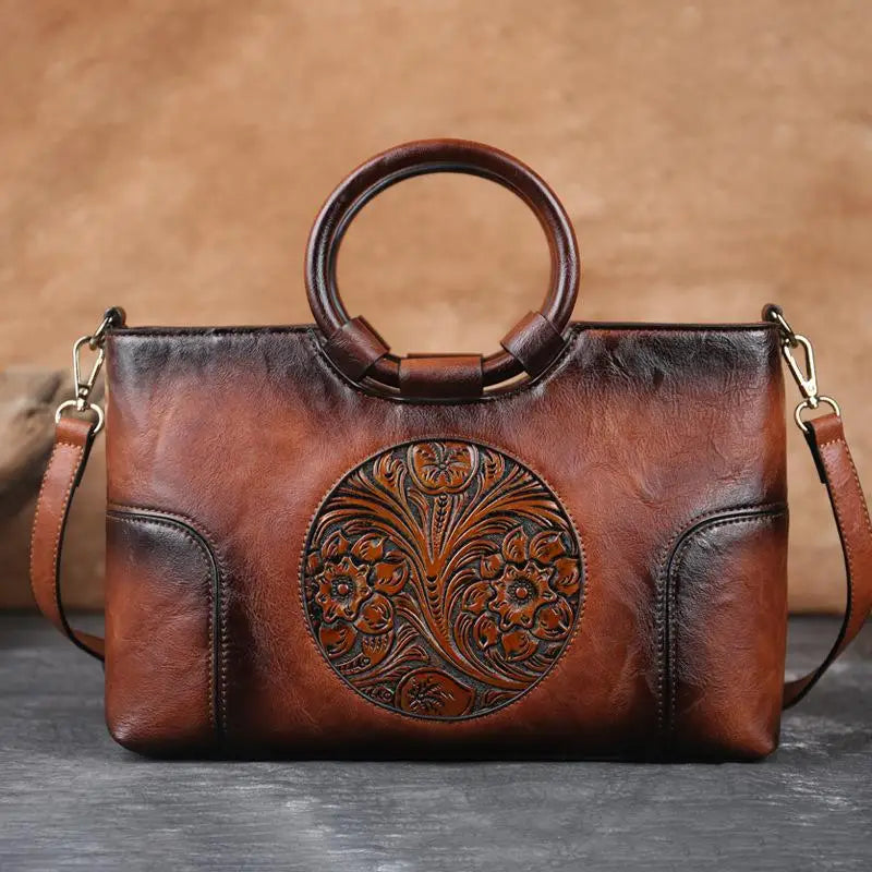 Vintage Handtas met Reliëf Patroon Kunstleder Elegante Damestas Schoudertassen Fashion Accessoire Dagelijks Gebruik | Sulvida