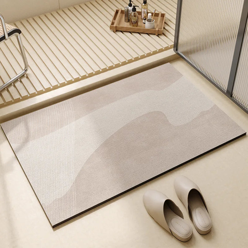 Sneldrogende Badmat Antislip PVC met Zachte Fleece Toplaag 40×60 50×80 60×90 cm Beige Grijs Douche Bad Vloer | Sulvida