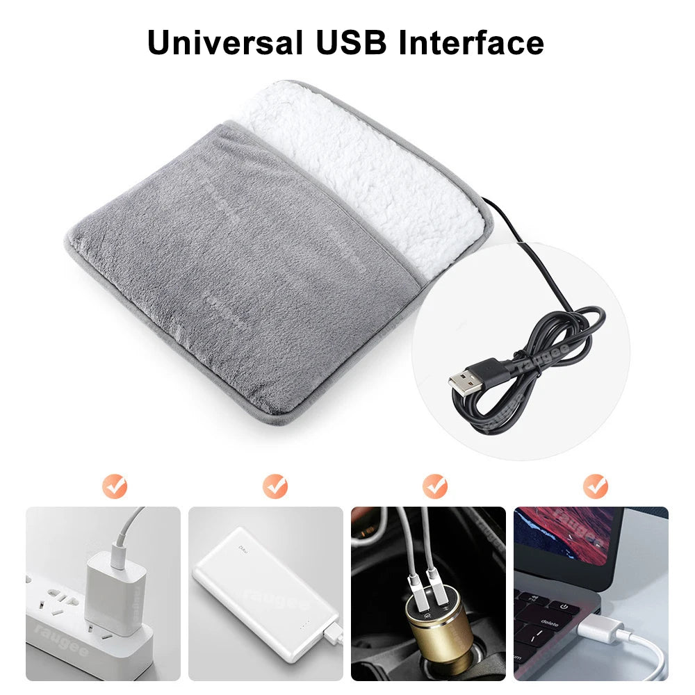Elektrische Voetenwarmer USB Warmtekussen Pluche Voetverwarming Thuiscomfort Winter Verwarmend Voetenkussen | Sulvida