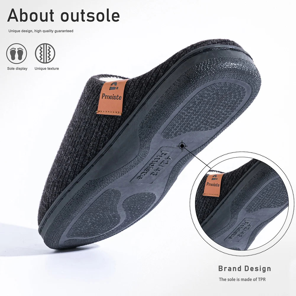 Herenpantoffels Winter Gebreid Memory Foam Antislip TPR Zool Warme Binnenschoen Indoor Sloffen Comfort | Sulvida