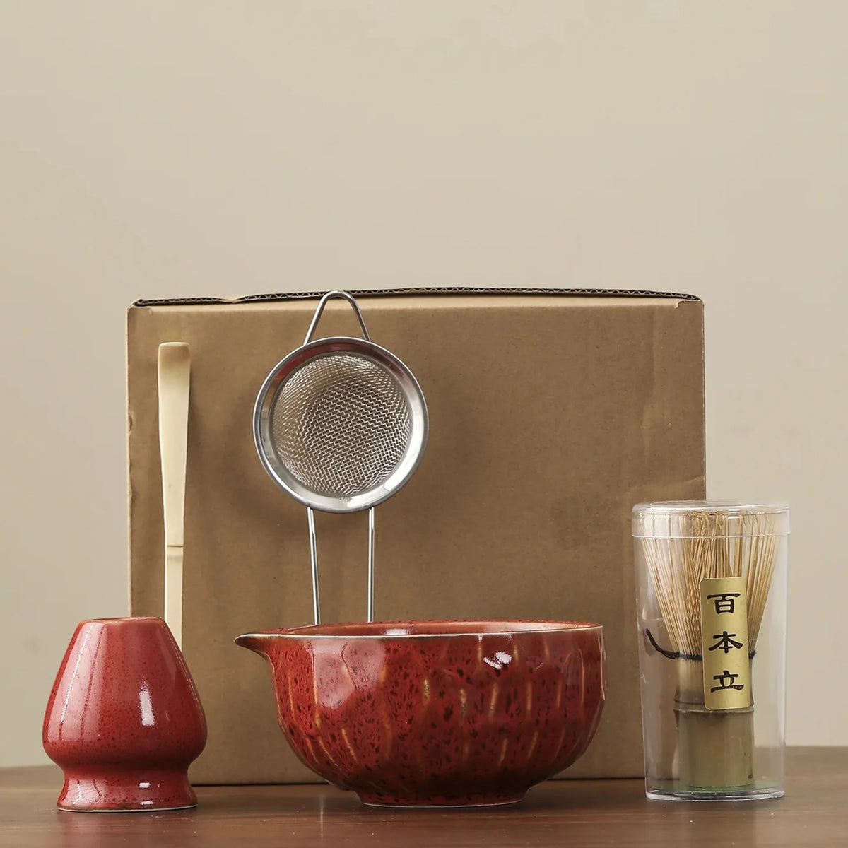 Matcha Ceremonie Set 5-delig Bamboe Kom Klopper Zeef Lepel Premium Thee Ritueel Accessoires Japanse Stijl | Sulvida