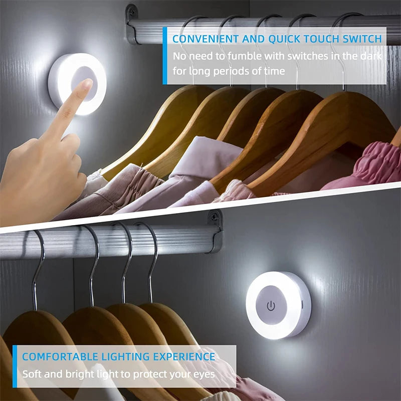 Oplaadbaar LED Nachtlampje met Aanraakbediening Magnetisch Wandlichtje USB Rond voor Slaapkamer Gang | Sulvida