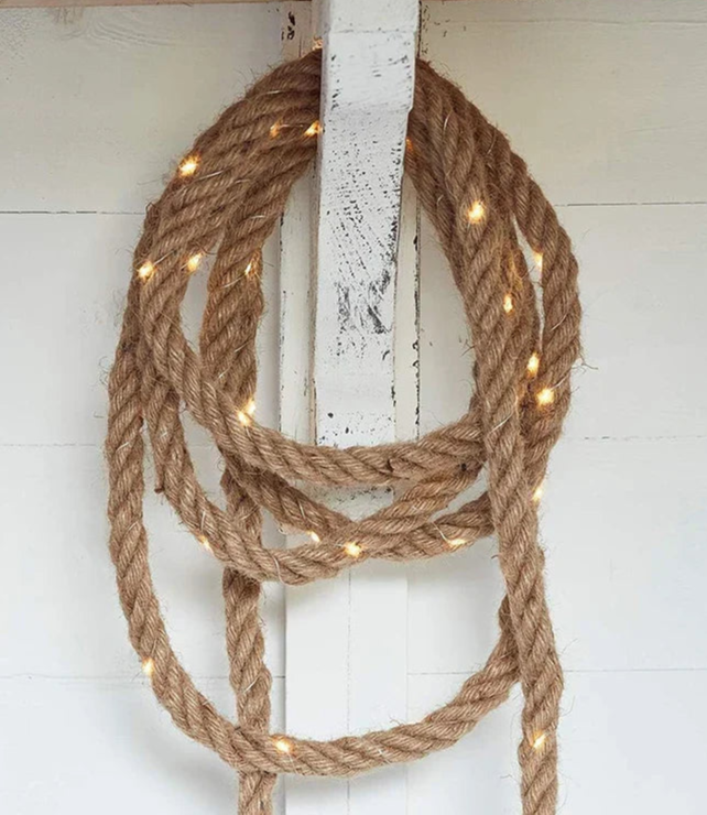 Henneptouw lichtslinger warm wit 4,5 meter rustiek interieur tuin terras decoratie sfeerlicht sfeerverlichting | Sulvida