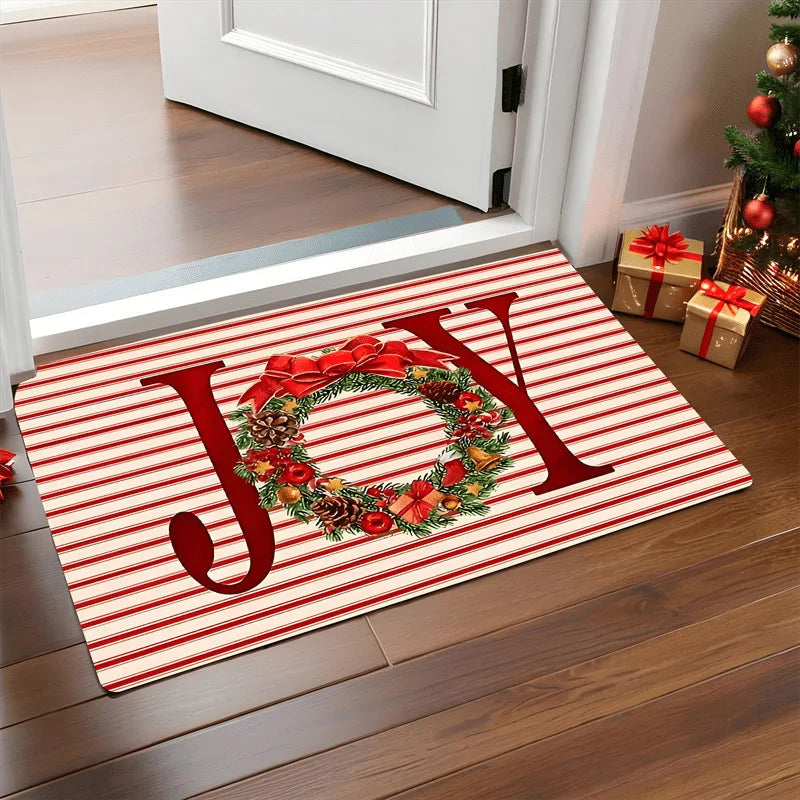 Kerstdeurmat Vrolijk Kerstfeest Antislip Polyester Binnendecoratie Kerstman Feestelijke Entree Mat Huis | Sulvida
