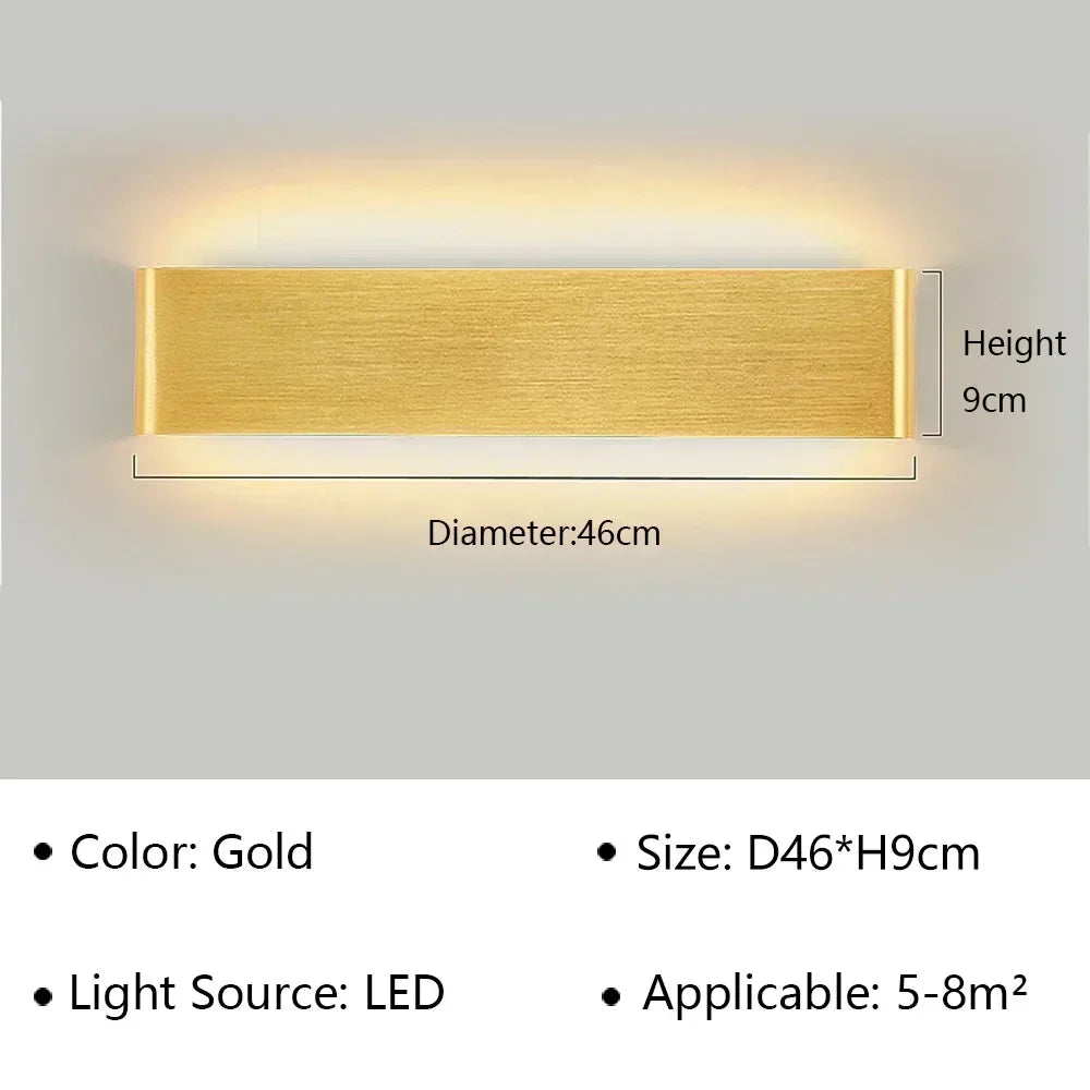 LED Wandlamp Moderne Rechthoek 30cm Warm Wit Sfeervol voor Slaapkamer Hal Badkamer Woonkamer Verlichting | Sulvida