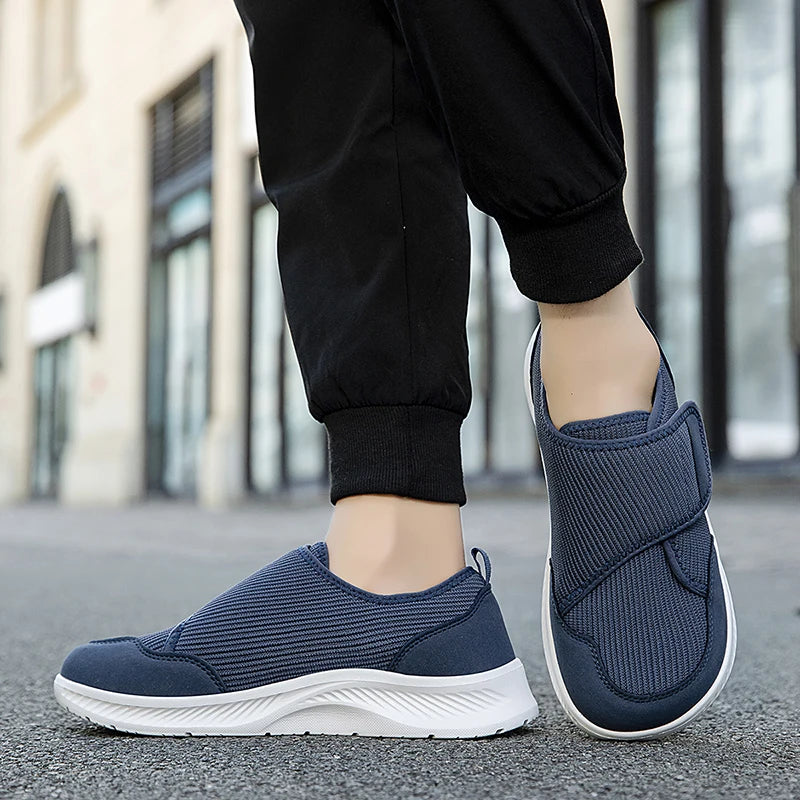 Orthopedische Herenschoenen Extra Breed met Klittenband Ademend Mesh Comfortabele Wandelschoenen voor Senioren | Sulvida