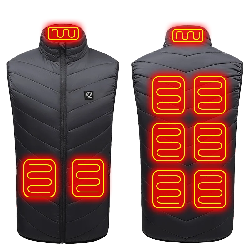 Gilet chauffant USB 21 zones chauffantes hommes femmes noir bleu vêtements de plein air camping randonnée | Sulvida