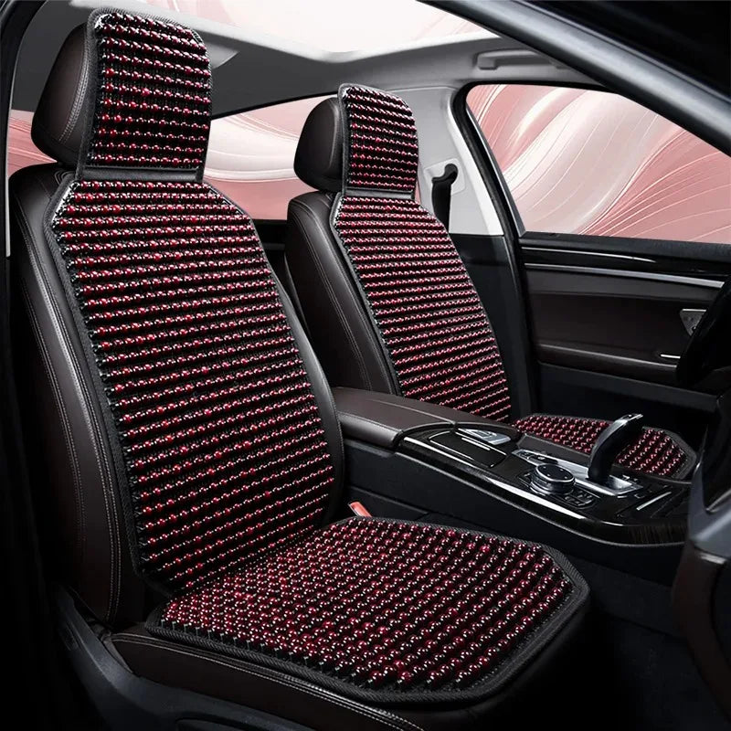 Houten Kralen Autostoelkussen Massagemat Natuurlijk Ademend Rugsteun Comfort Stoelbekleding Zitmat Auto | Sulvida
