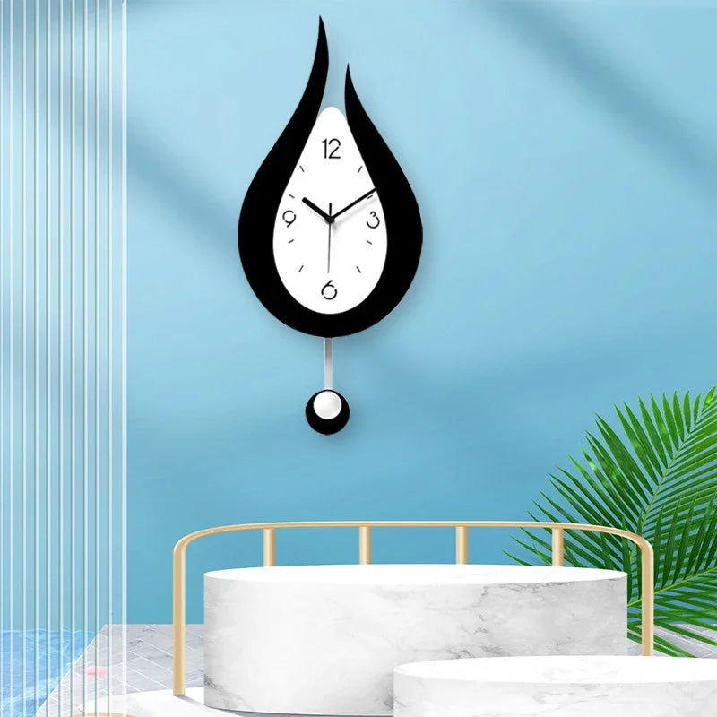 Acryl Waterdruppel Wandklok Stil Uurwerk Decoratieve Klok Woonkamer Slaapkamer Modern Design Metaal 38×17cm | Sulvida
